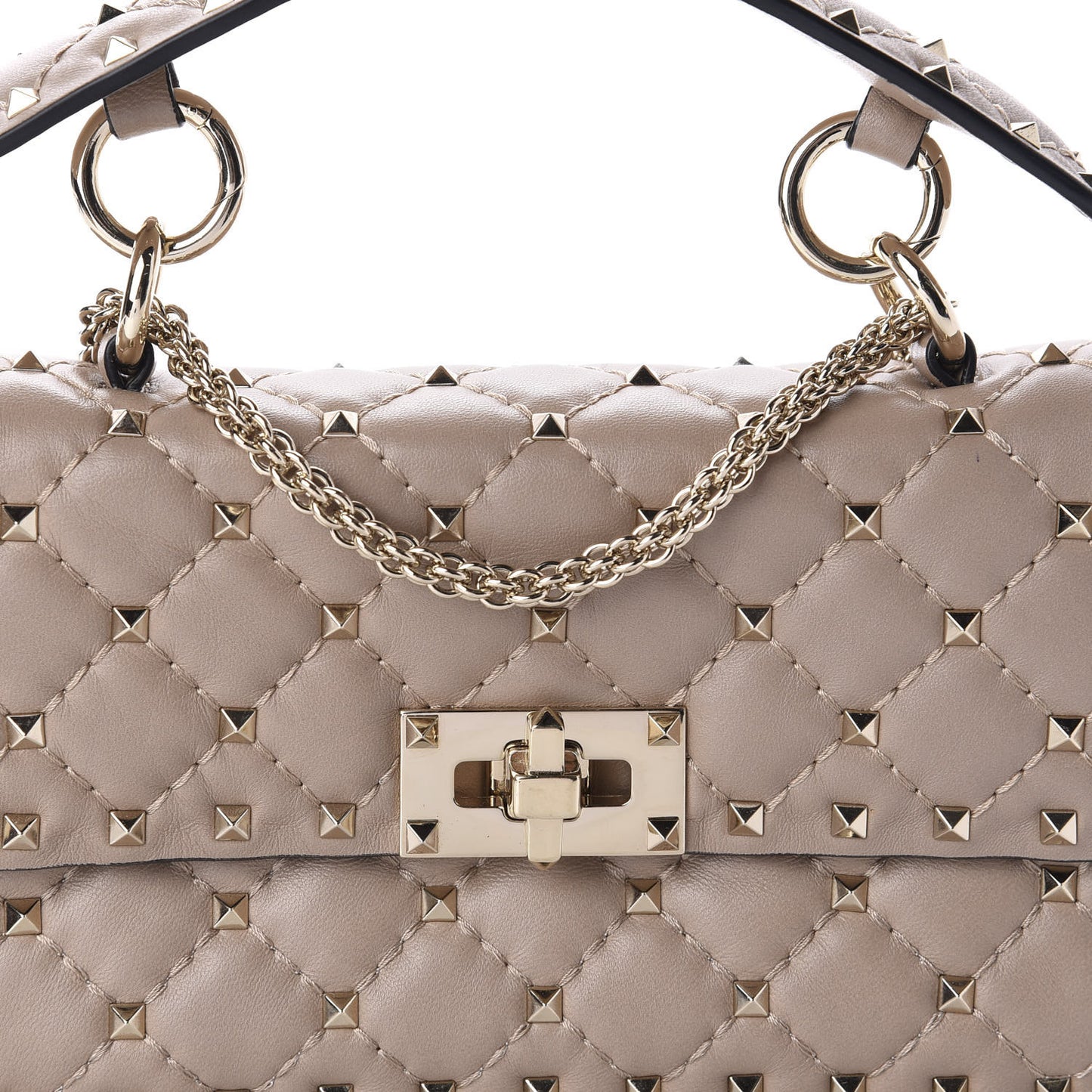 Nappa Small Rockstud Spike Shoulder Bag Poudre