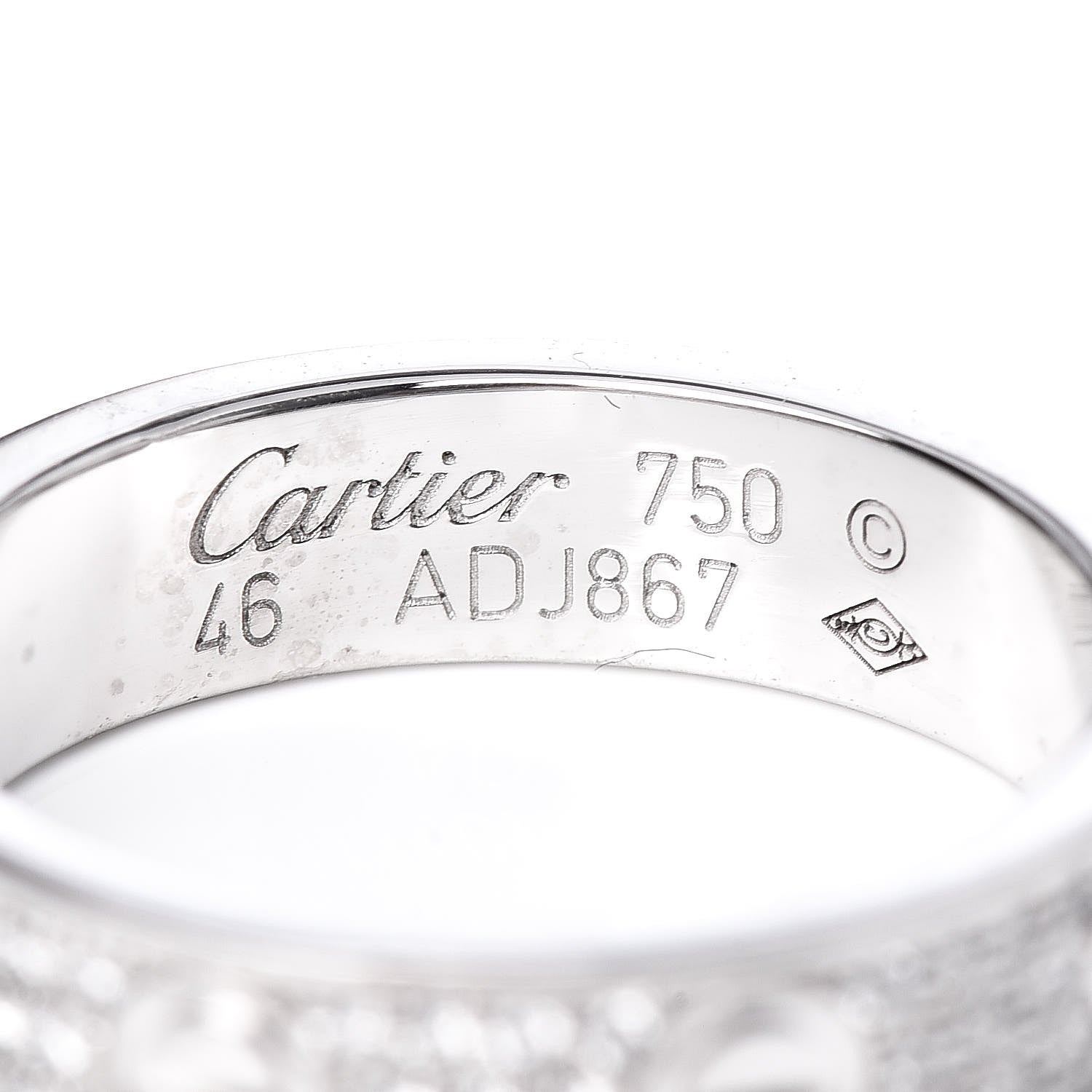 Cartier 18K White Gold Diamond 4mm LOVE Wedding Paved Band Ring 46 3.75 4 of 4