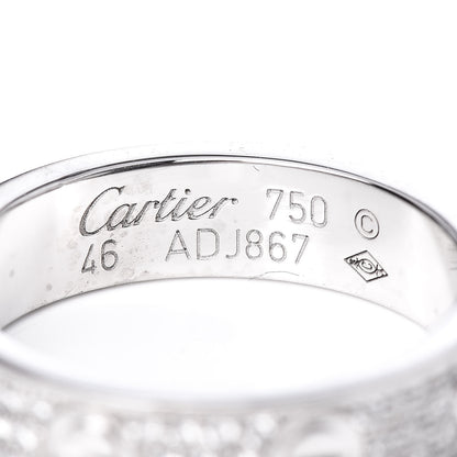 Cartier 18K White Gold Diamond 4mm LOVE Wedding Paved Band Ring 46 3.75 4 of 4