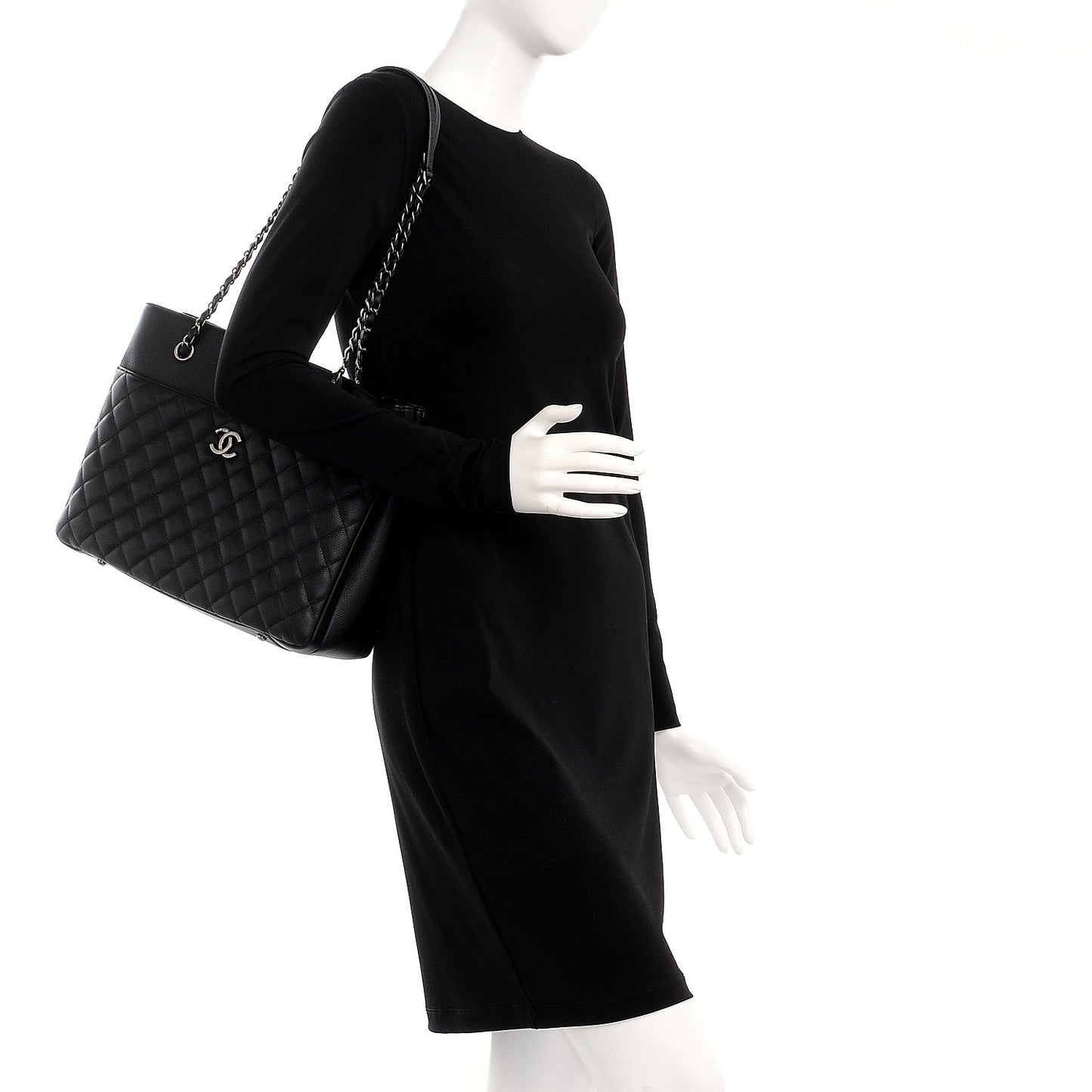 Caviar Quilted Urban Companion Shopping Tote Black