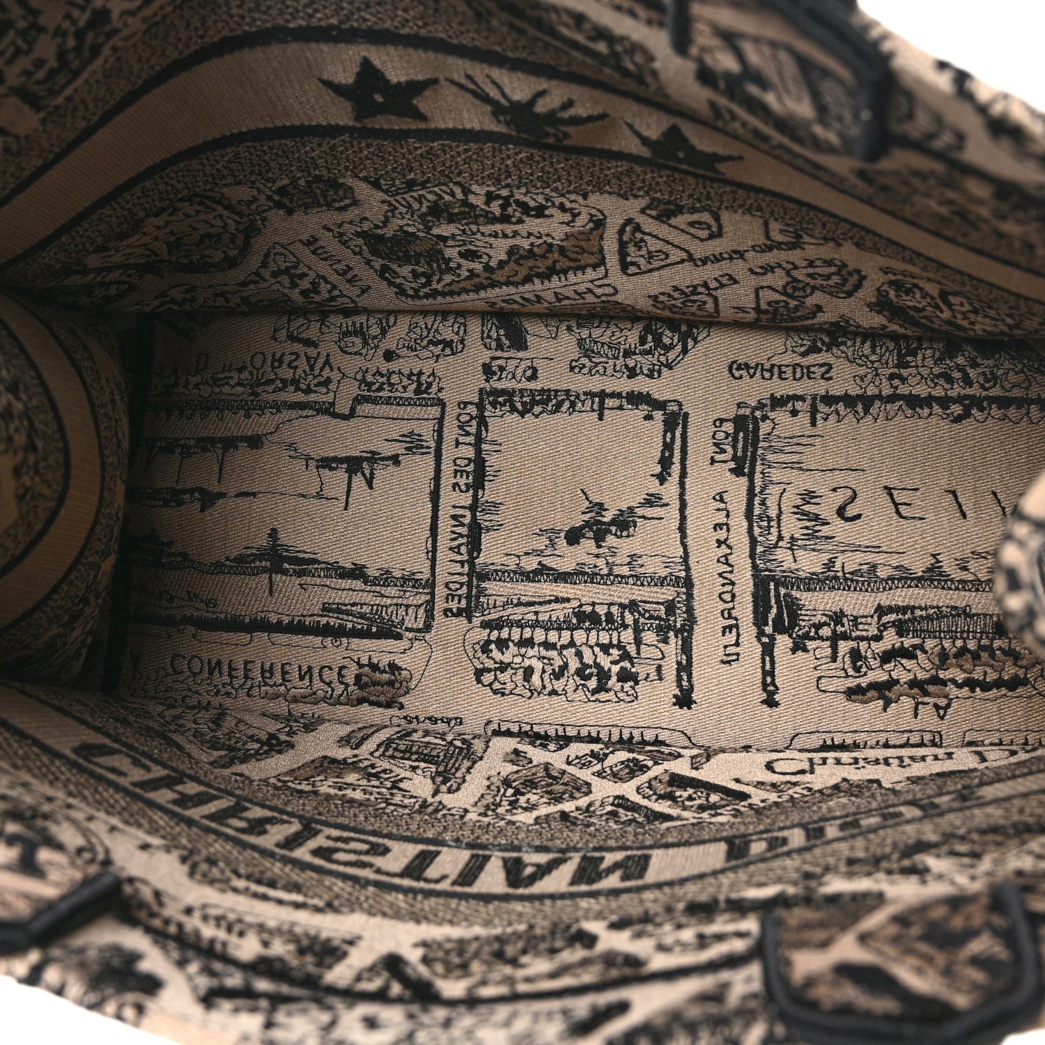 Christian Dior Canvas Embroidered Medium Plan De Paris Book Tote Beige Multi 5 of 11