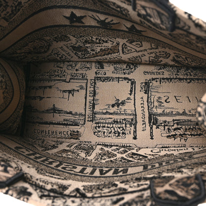 Christian Dior Canvas Embroidered Medium Plan De Paris Book Tote Beige Multi 5 of 11