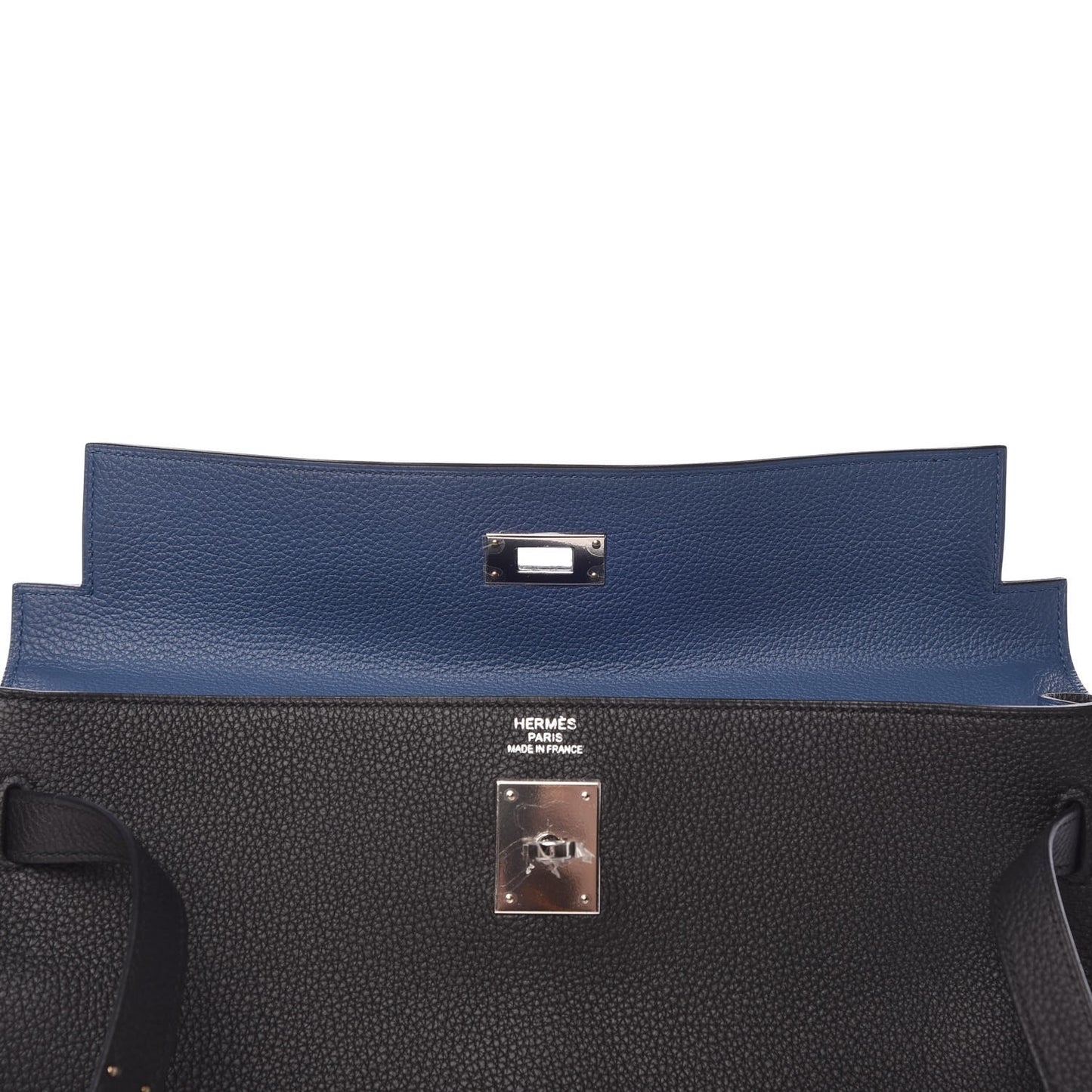 Togo Verso Kelly Retourne 35 Black Bleu Agate