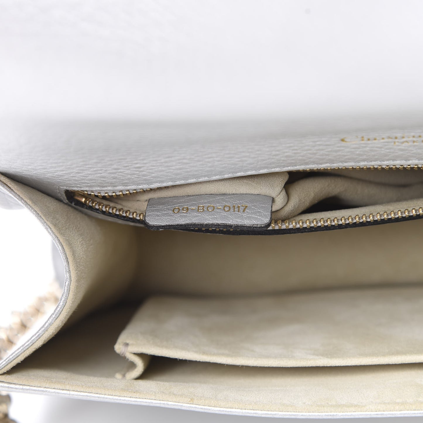 Metallic Grained Calfskin Medium Diorama Flap Bag Silver