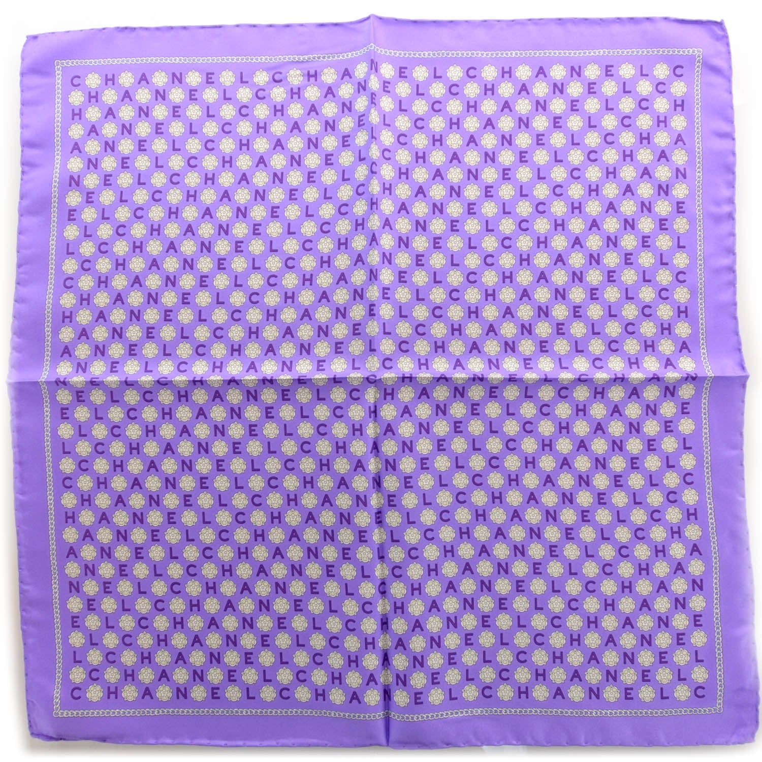 Chanel Silk Camellia Chain Pocket Square Scarf 2 of 5