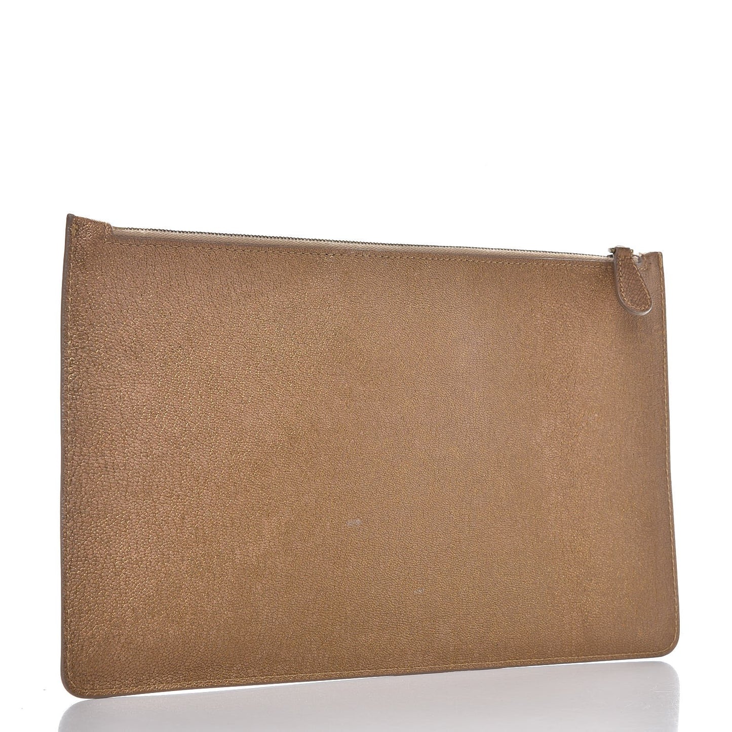 Metallic Chevre Intrecciato Detail Pouch Gold