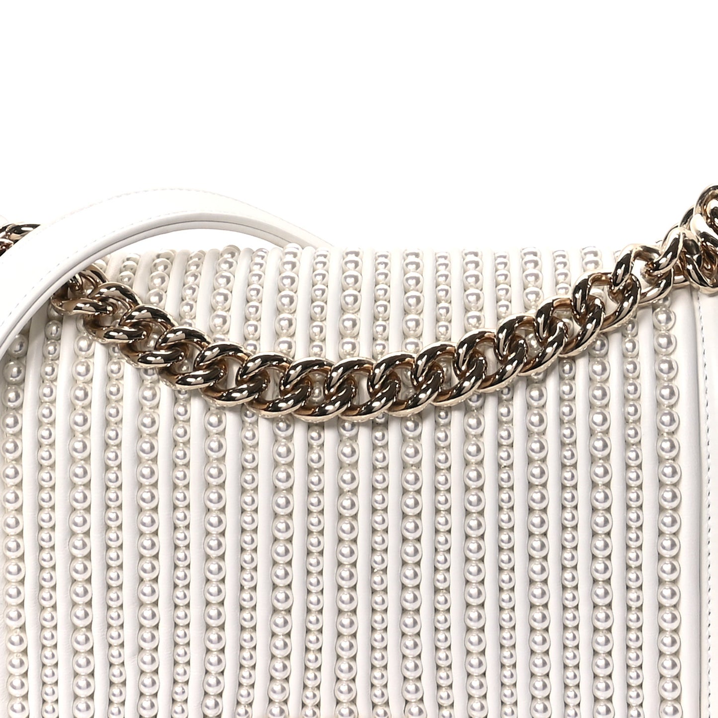 Calfskin Pearl Medium Boy Flap White