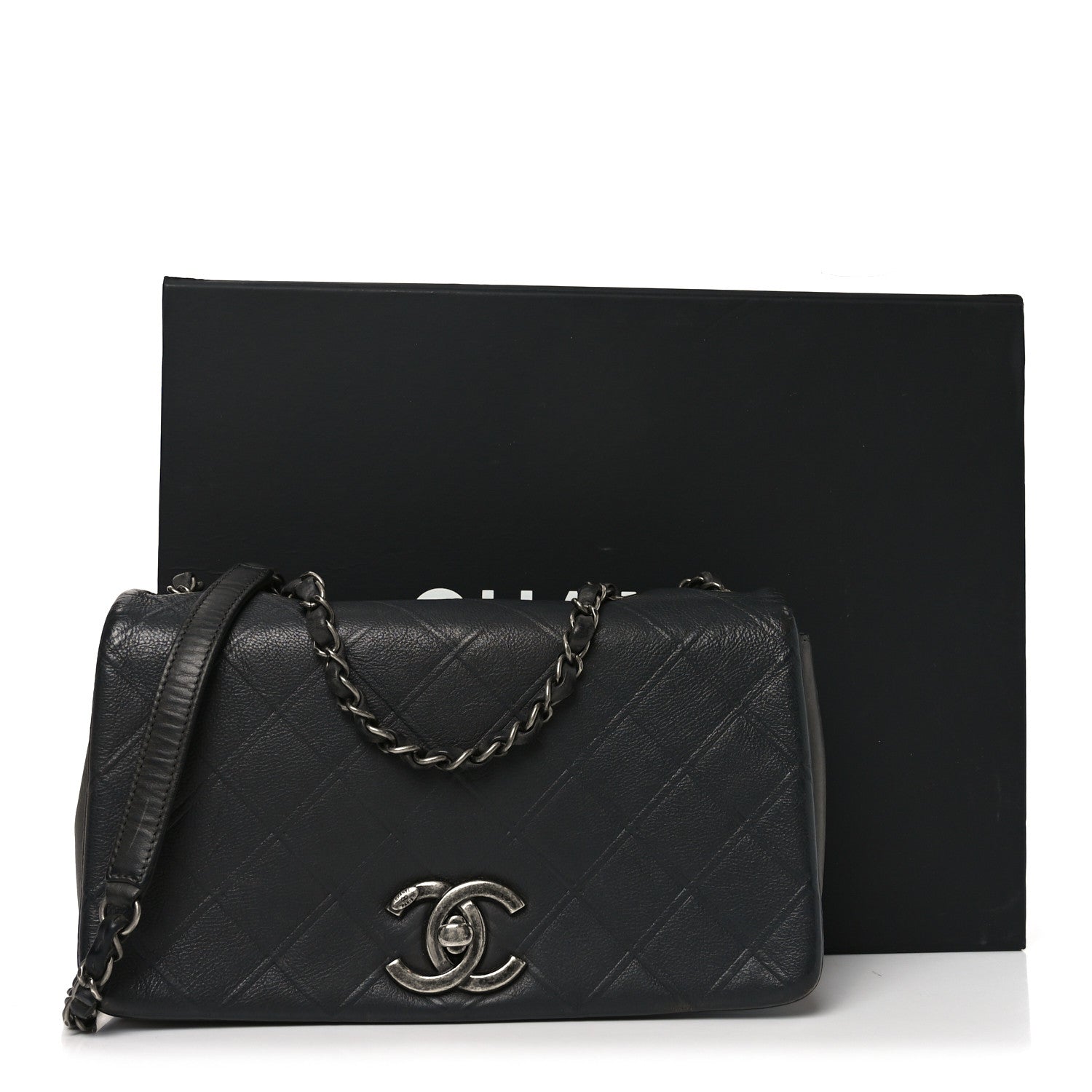 Chanel Calfskin Diamond Embossed Medium New Chic Flap Dark Grey 11 of 11