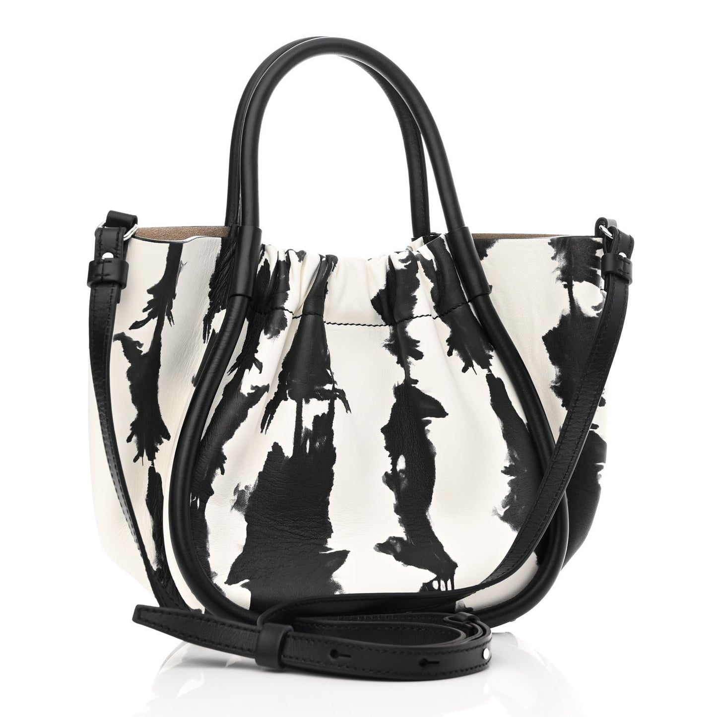 Lambskin Tie Dye Small Ruched Tote Optic White Black