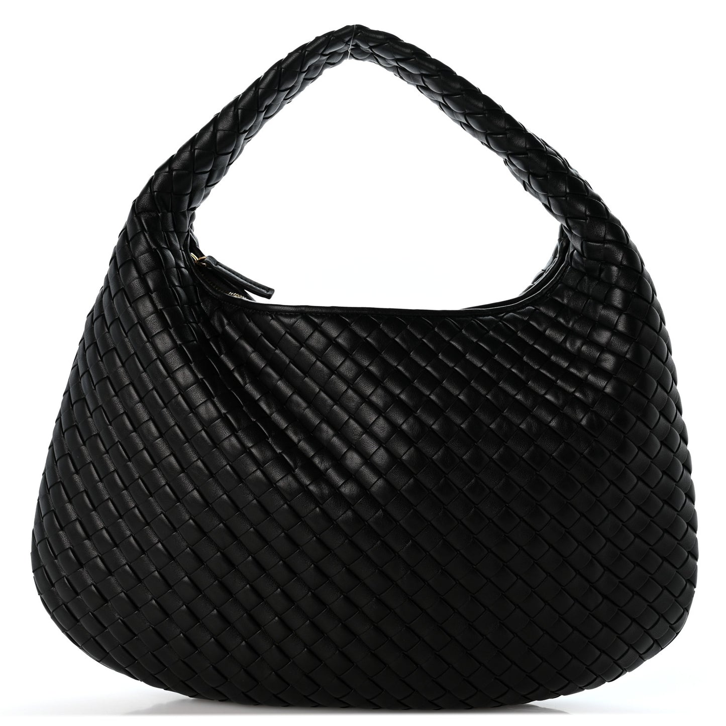 Supple Nappa Intrecciato Padded Medium Veneta Hobo Black