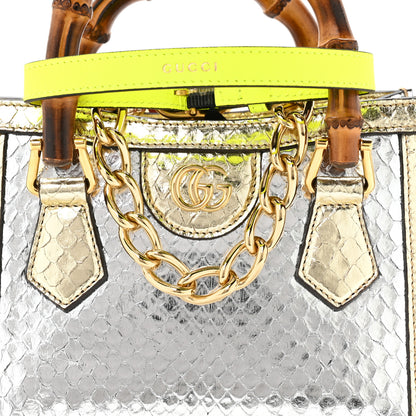 Gucci Metallic Snakeskin Mini Diana Tote Bag Silver Platino 8 of 10