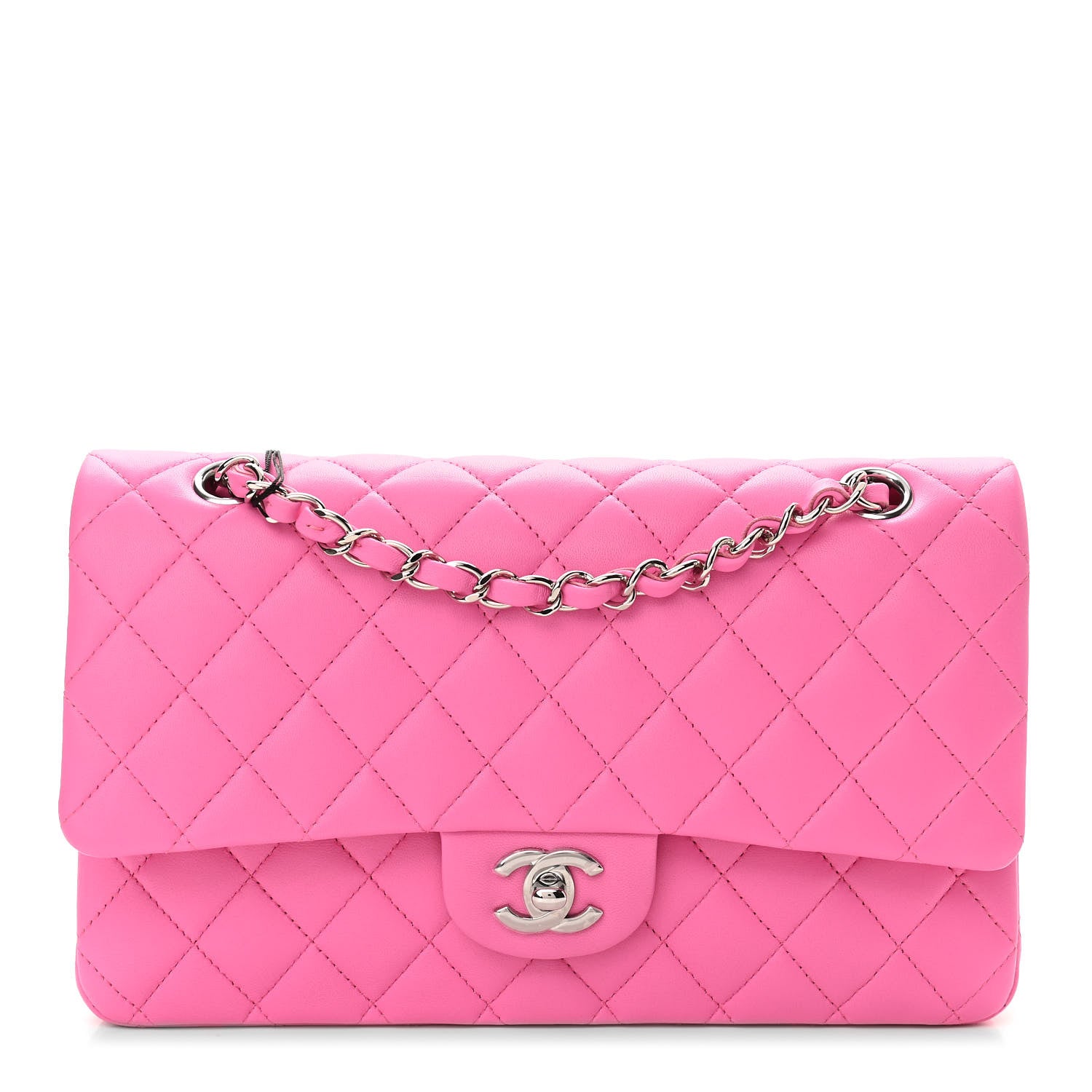 Chanel Lambskin Quilted Medium Double Flap Neon Pink 1 of 10