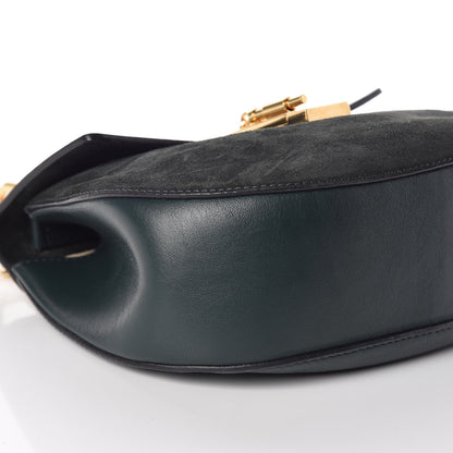 Chloe Suede Smooth Calfskin Drew Shoulder Bag Intense Green 8 of 9
