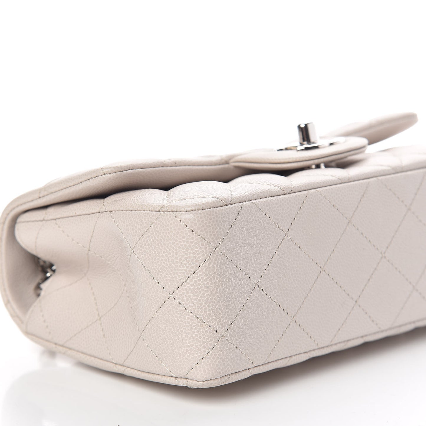 Caviar Quilted Mini Rectangular Flap Ivory
