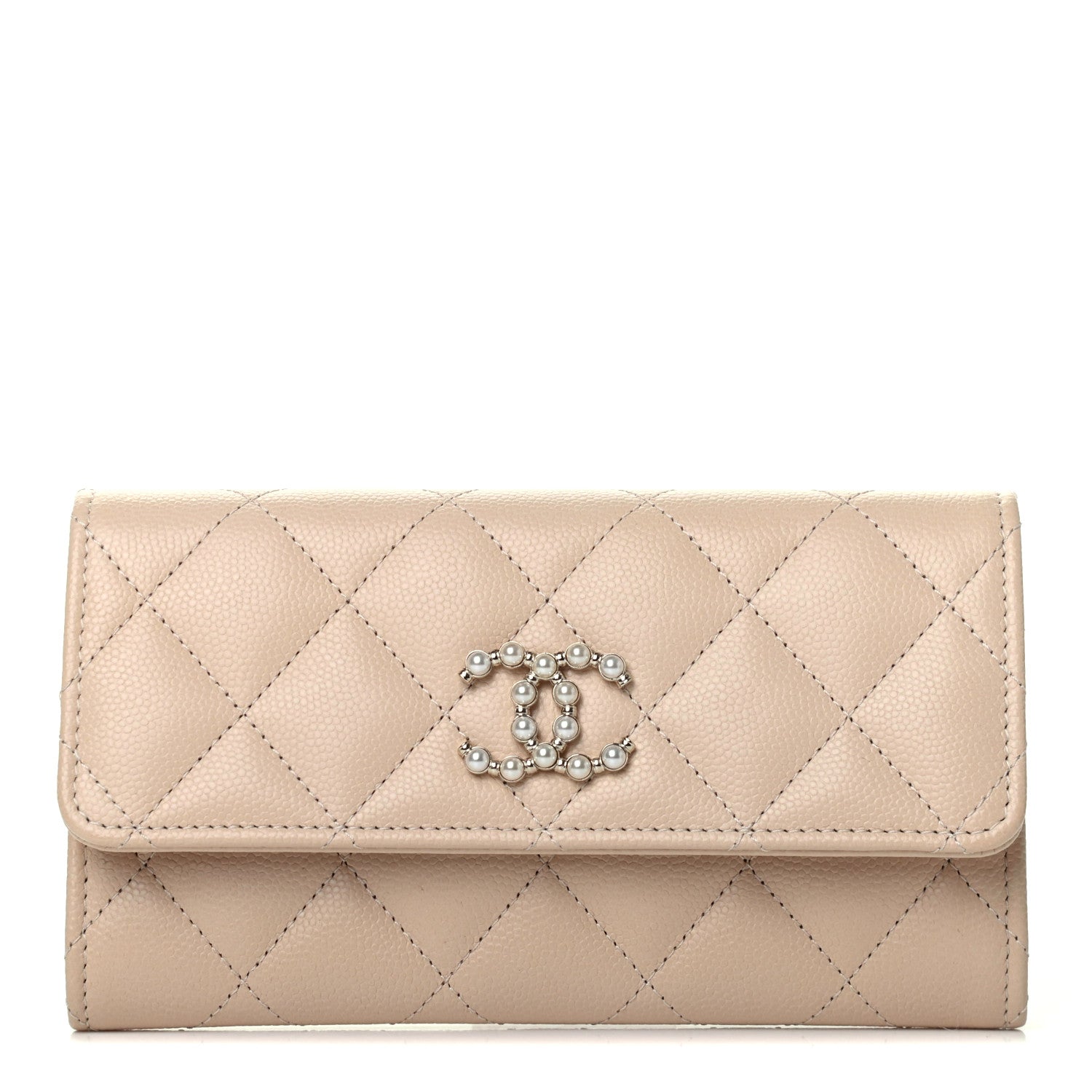 Chanel Caviar Pearl Quilted Coco Candy Wallet Beige 1 of 10