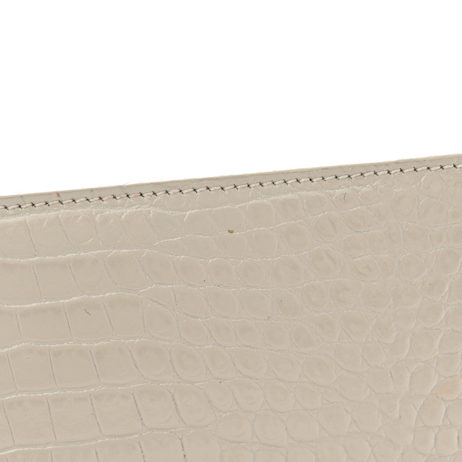 Saint Laurent Calfskin Crocodile Embossed Uptown Monogram Pouch Crema Soft 11 of 13