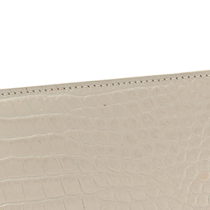 Saint Laurent Calfskin Crocodile Embossed Uptown Monogram Pouch Crema Soft 11 of 13