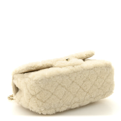 Chanel Shearling Quilted Mini Top Handle Rectangular Flap Ecru 4 of 11