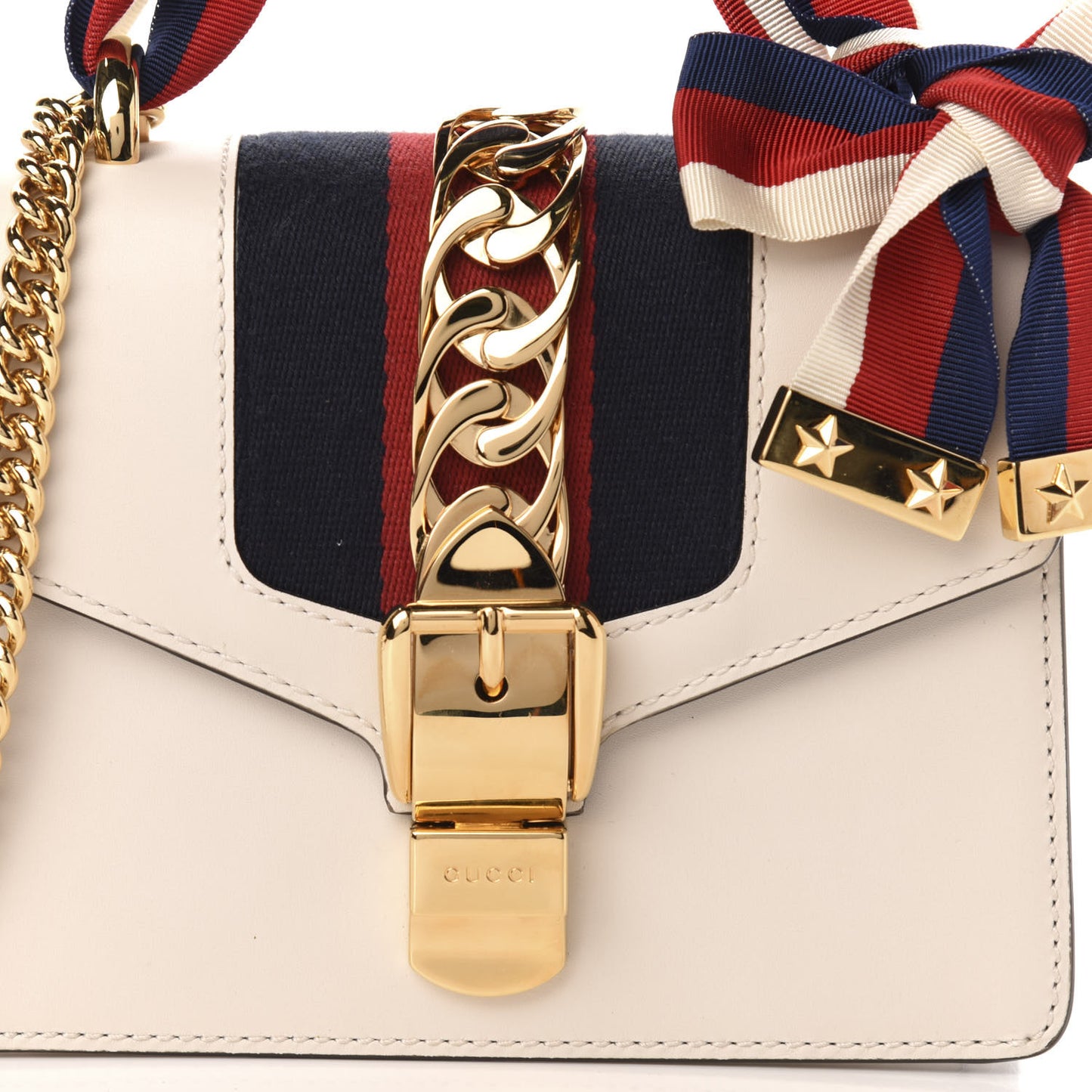 Calfskin Mini Sylvie Chain Shoulder Bag White