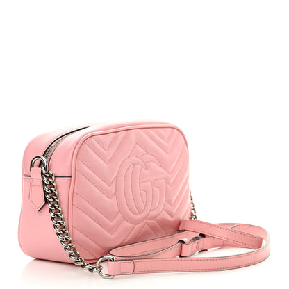 Gucci Calfskin Matelasse Small GG Marmont Chain Shoulder Bag Wild Rose 3 of 15