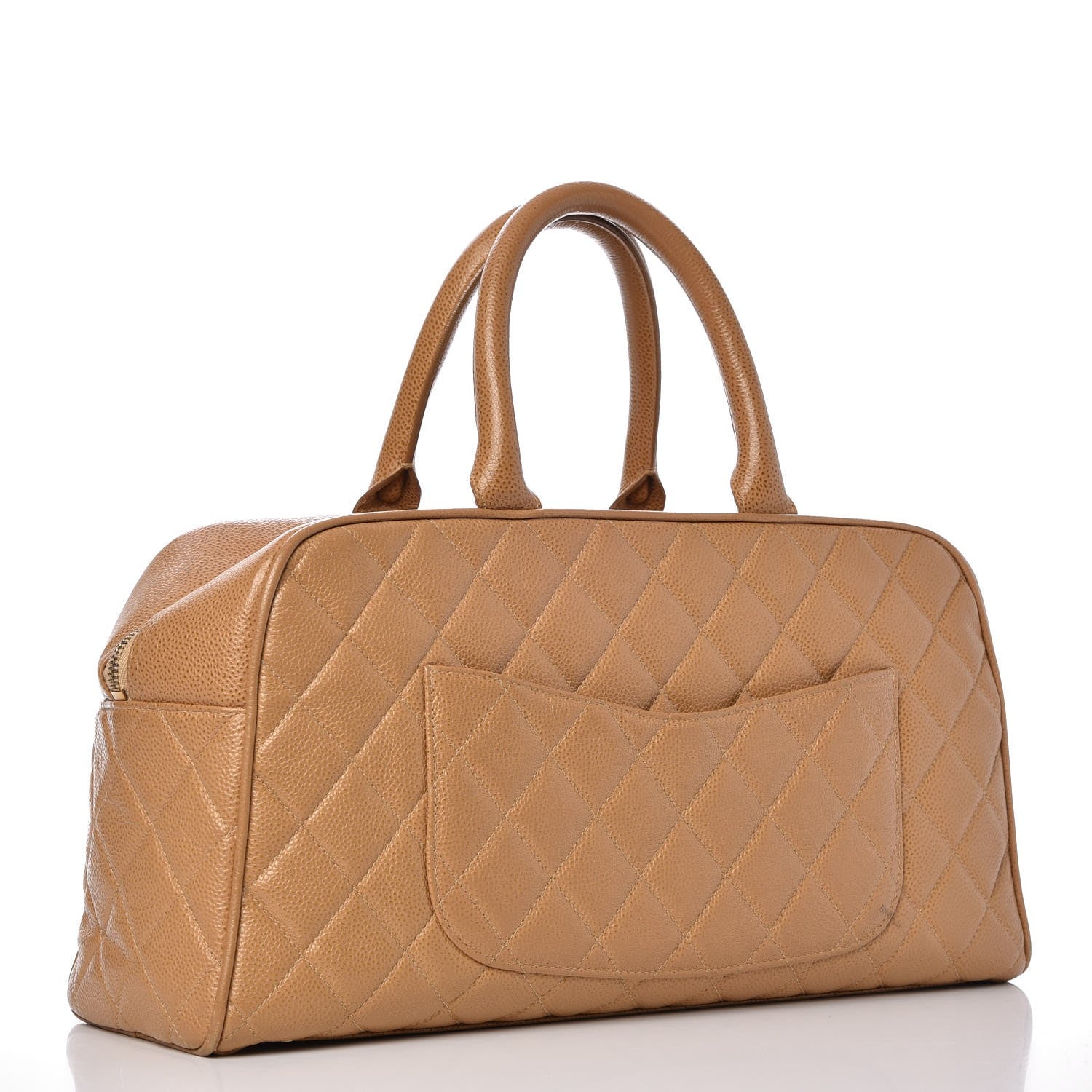 Chanel Caviar Quilted Large Bowler Bag Beige 3 of 15