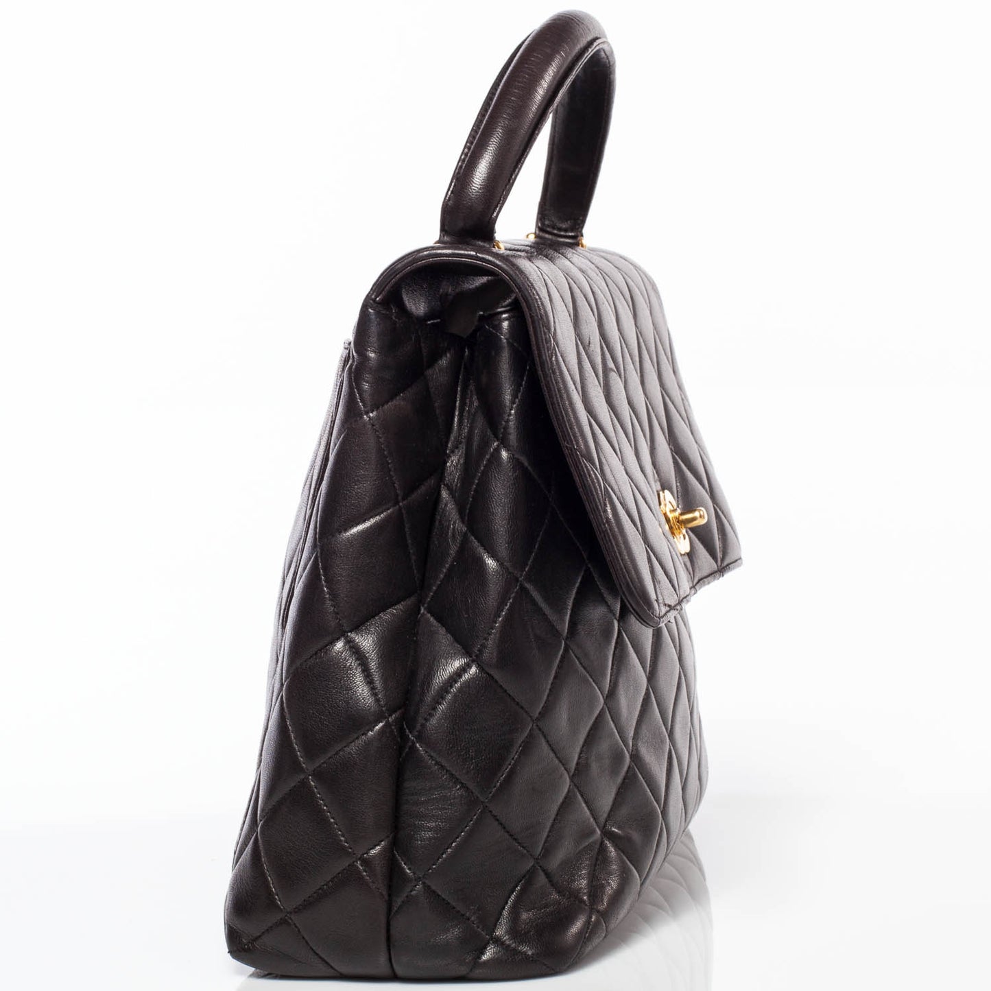 Lambskin Kelly Flap Bag Black