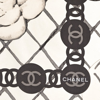 Chanel Silk Camellia CC Square Scarf Ivory 3 of 6