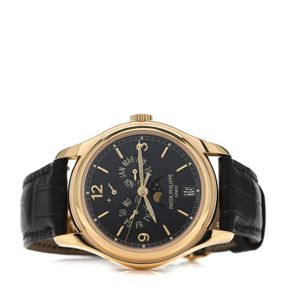 Patek Philippe 18K Yellow Gold Alligator 39mm Complications Annual Calendar Automatic Watch Grey 5146 2 of 5