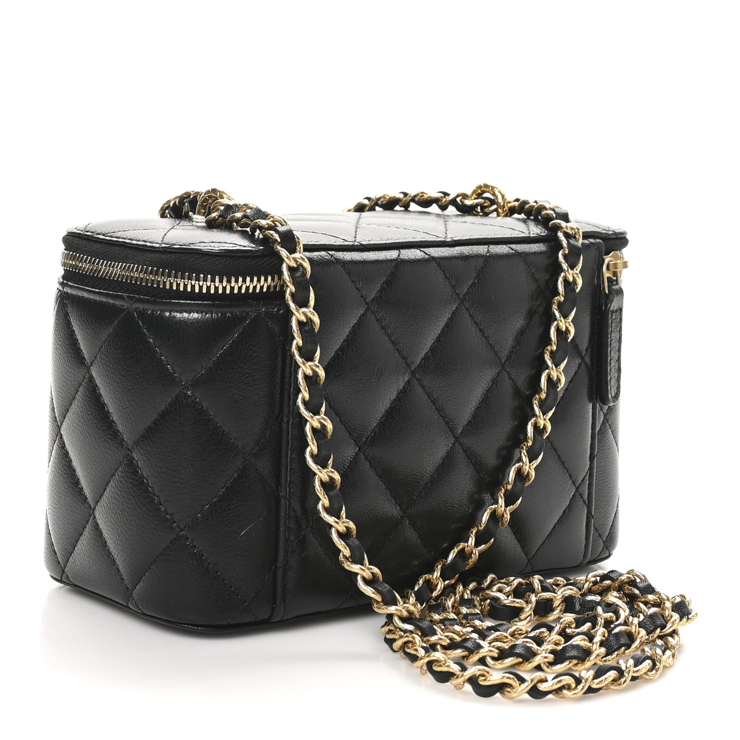 Chanel Lambskin Quilted Small CC Dynasty Vanity Case With Chain Black 3 of 12