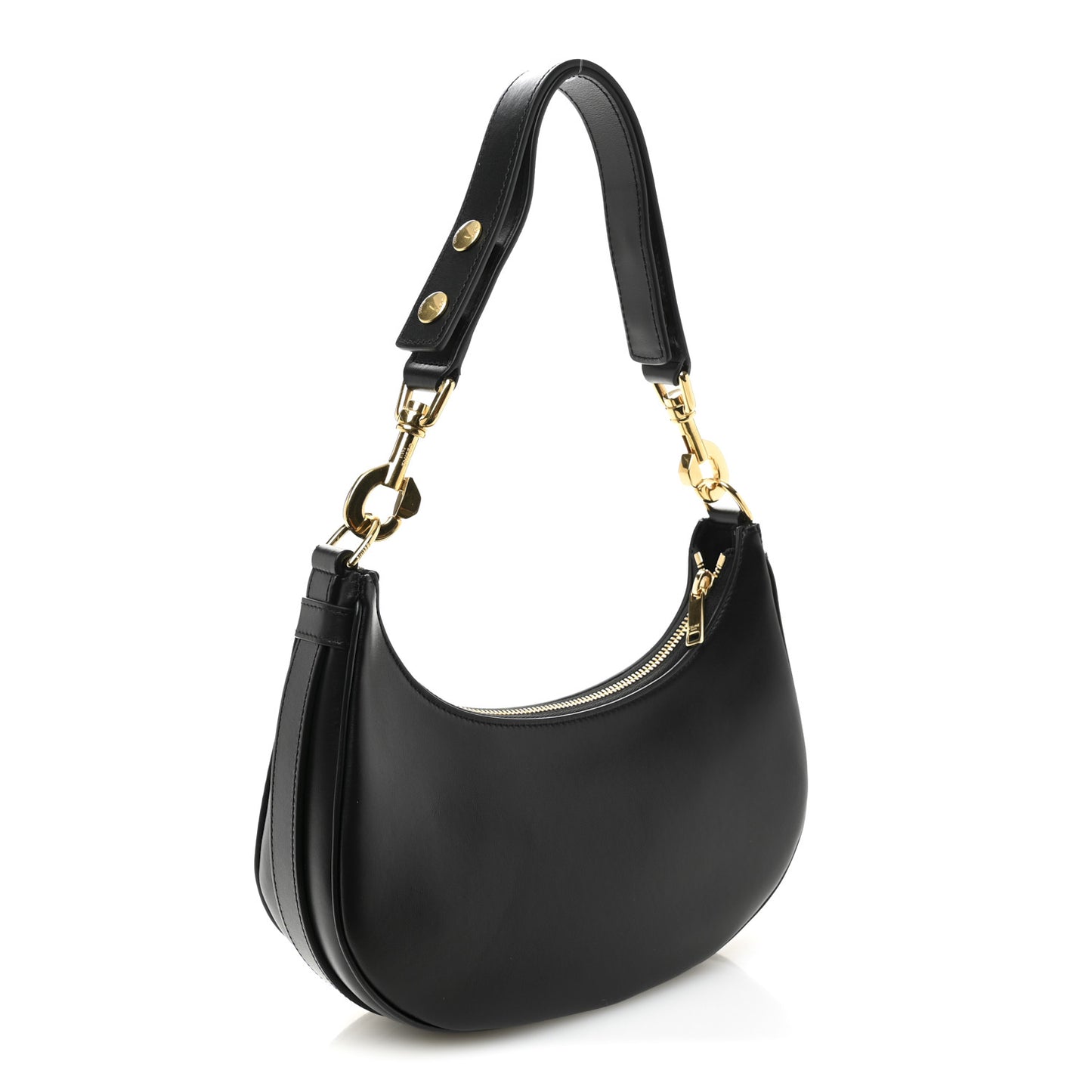 Smooth Calfskin Medium Strap Ava Shoulder Bag Black