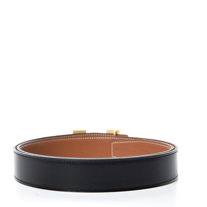 Hermes Box Togo 32mm Guilloche H Belt 90 Black Gold 3 of 8