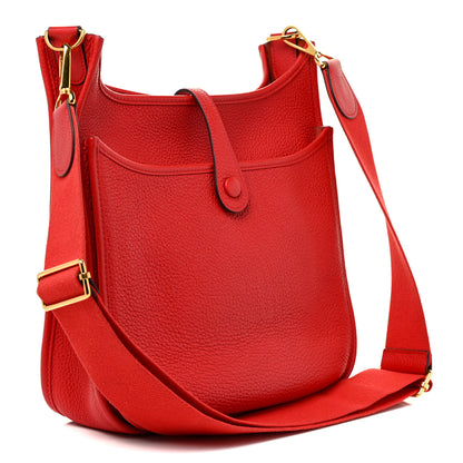 Hermes Taurillon Clemence Evelyne III PM Rouge De Coeur 4 of 29