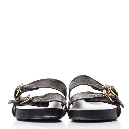 Louis Vuitton Monogram Bom Dia Mule Sandals 36 Black 2 of 10