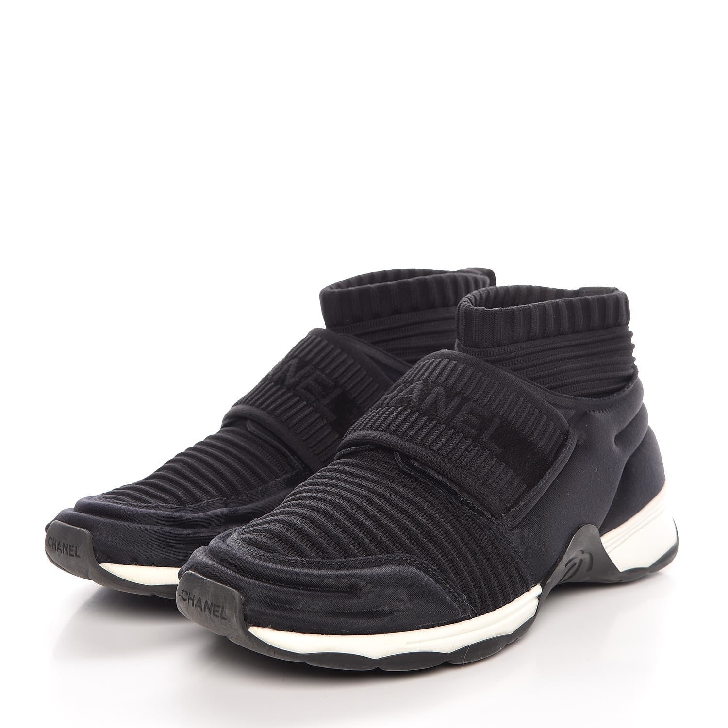 Chanel Stretch Fabric CC Sneakers 36 Black 3 of 8