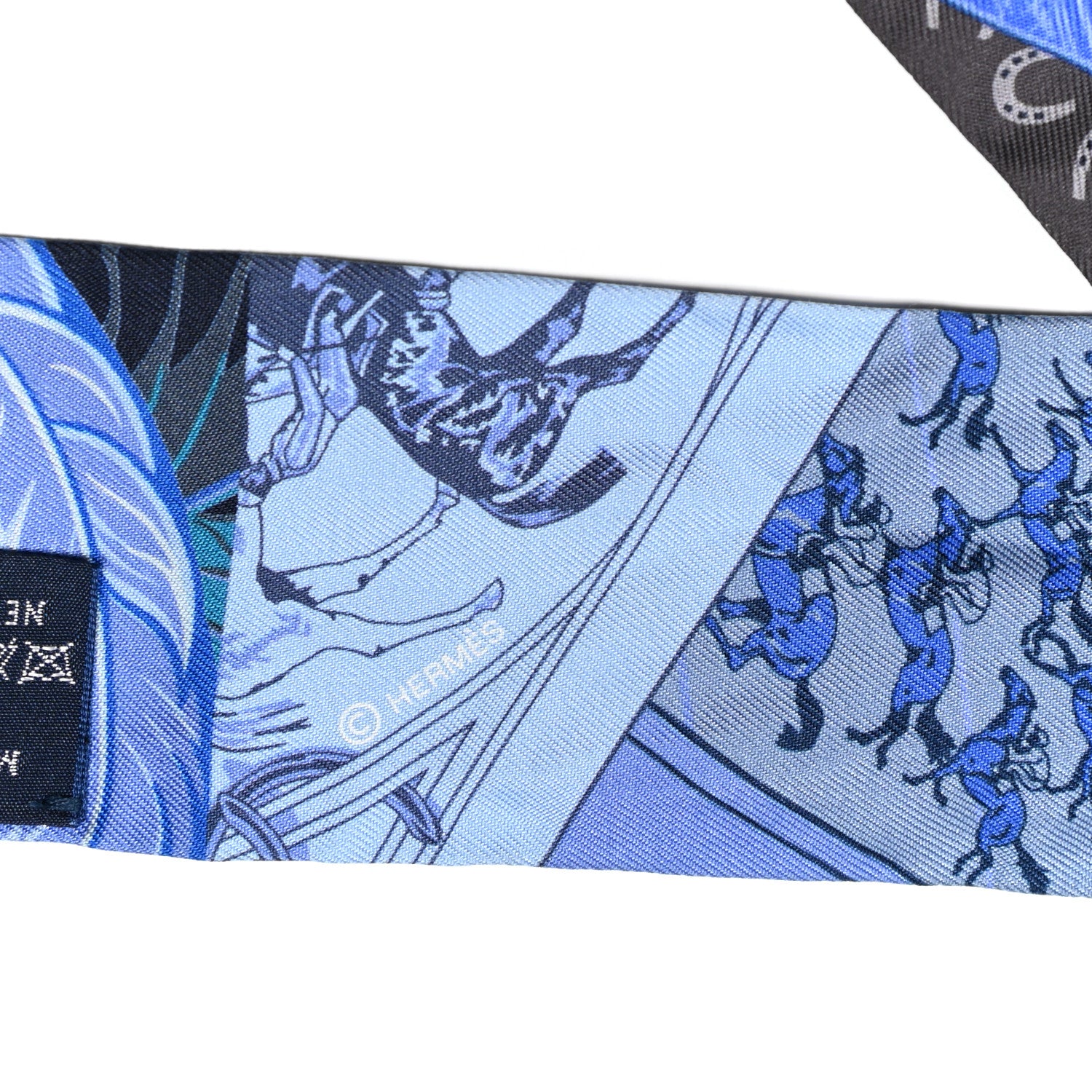Hermes Silk Cheval Phoenix Twilly Marine Ciel Cobalt 3 of 4