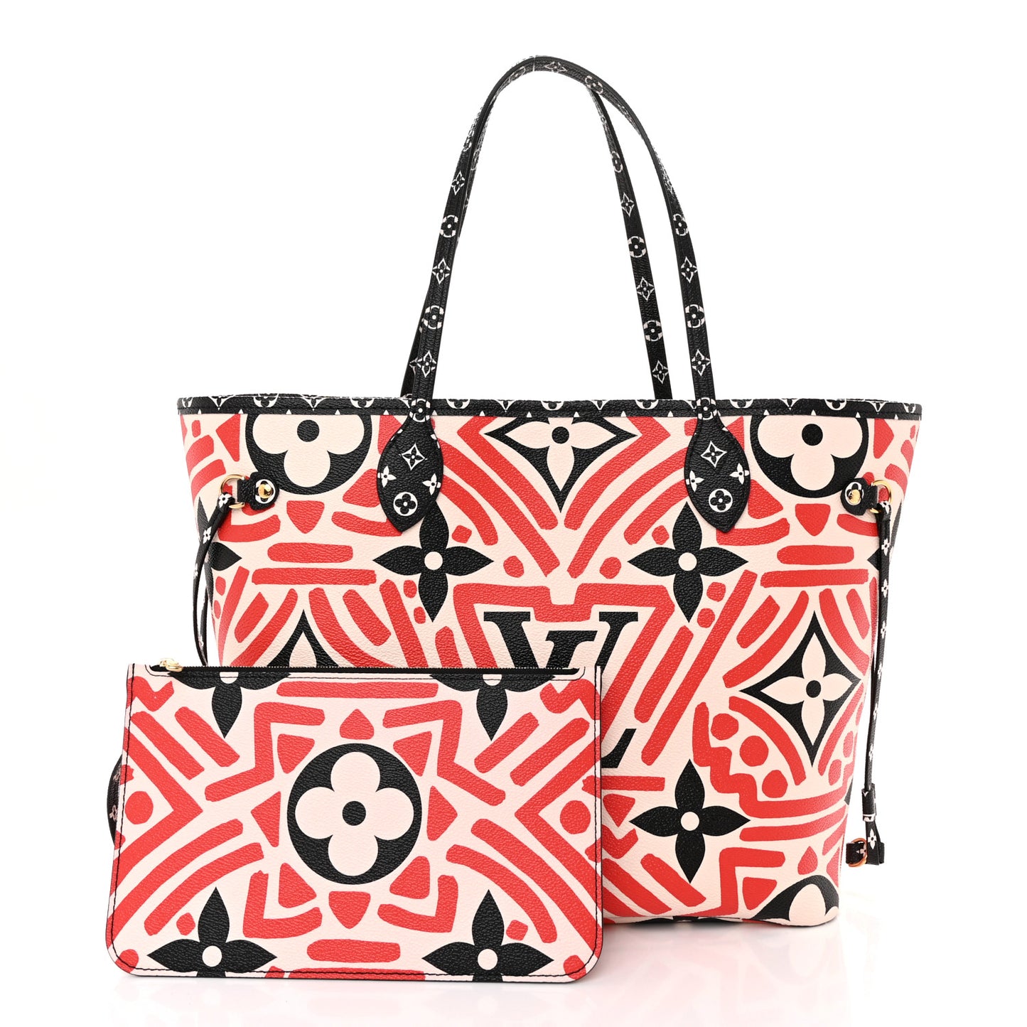 Monogram Giant Crafty Neverfull MM Creme Rouge Black