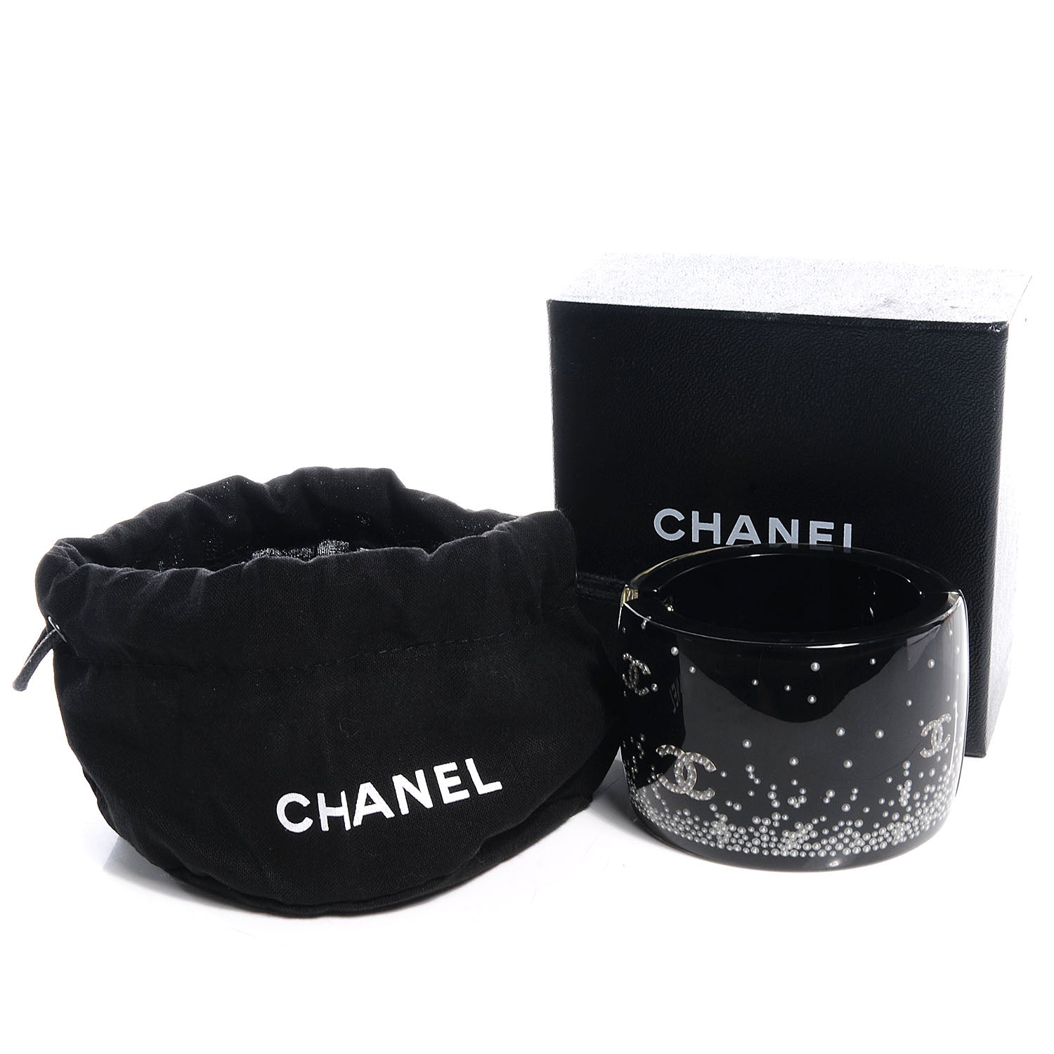 Chanel Resin Pearl CC Cuff Black 8 of 8