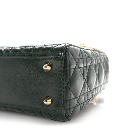 Christian Dior Crinkled Patent Cannage Small Lucky Badges My Lady Dior Dark Green 9 of 9