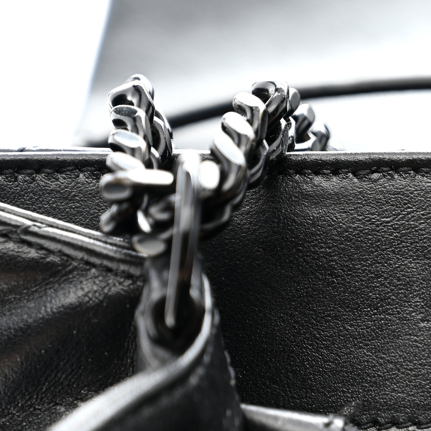 Calfskin Y Quilted Monogram Monochrome Medium Loulou Chain Satchel Black Black