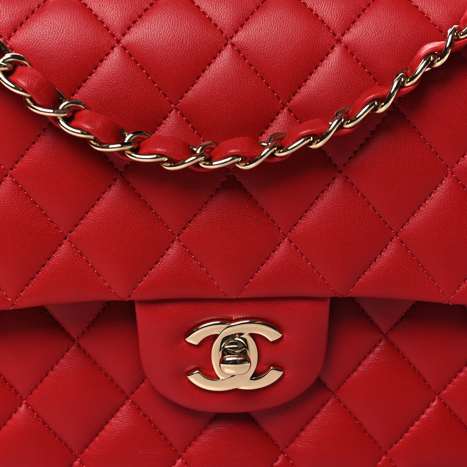 Chanel Lambskin Quilted Medium Double Flap Red 8 of 11
