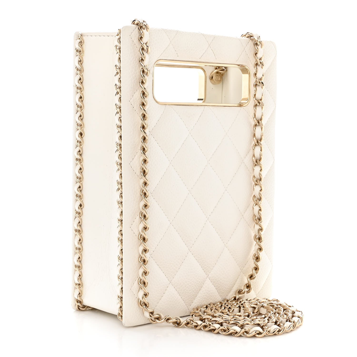 Chanel Caviar Quilted Evening Box Bag White 3 of 14