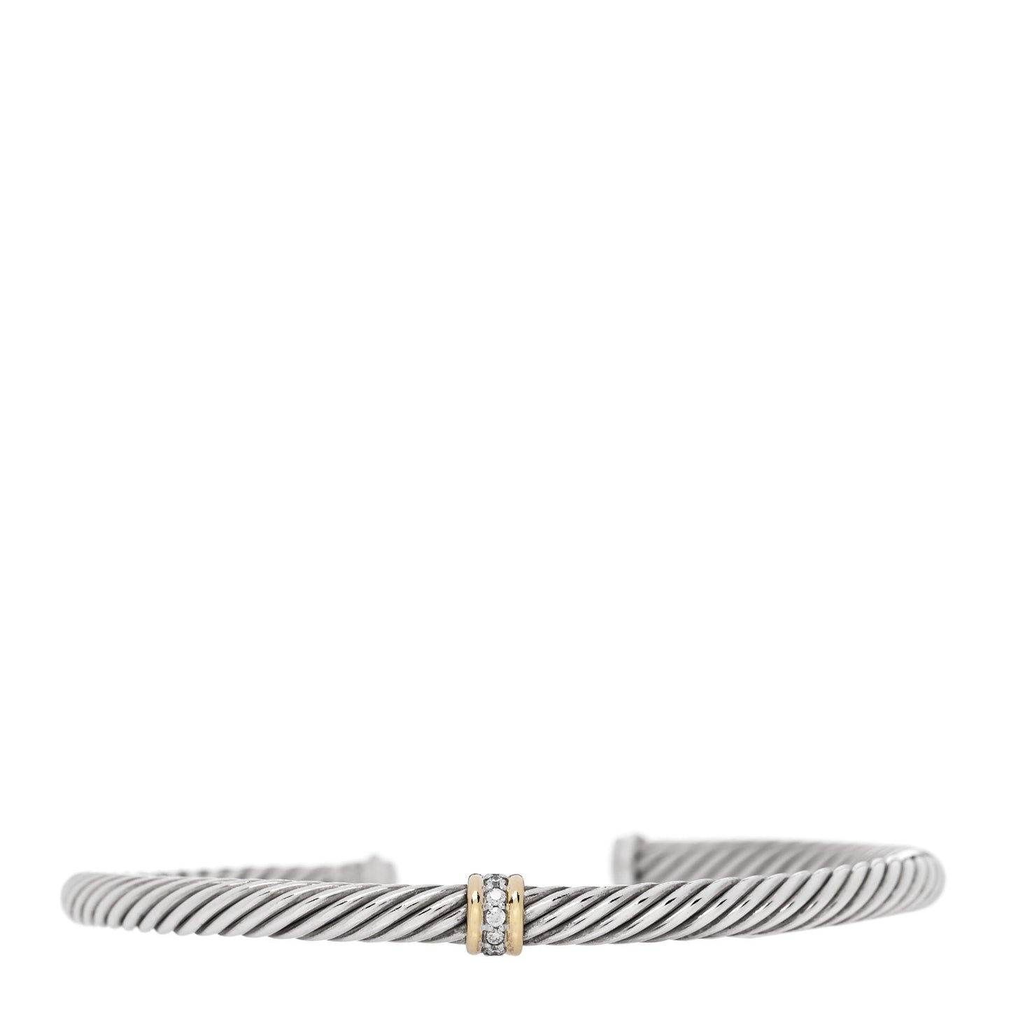 Sterling Silver 18K Yellow Gold Diamond 4mm Cable Classics Single Station Bracelet
