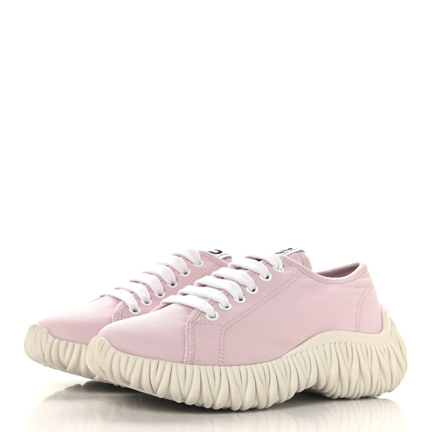 Miu Miu Gabardine Low Top Matelasse Sneakers 35.5 Alabastro 4 of 9
