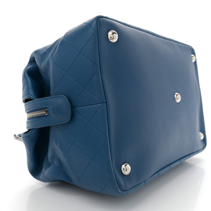 Chanel Calfskin Stitched Large Bowling Bag Blue 9 of 11