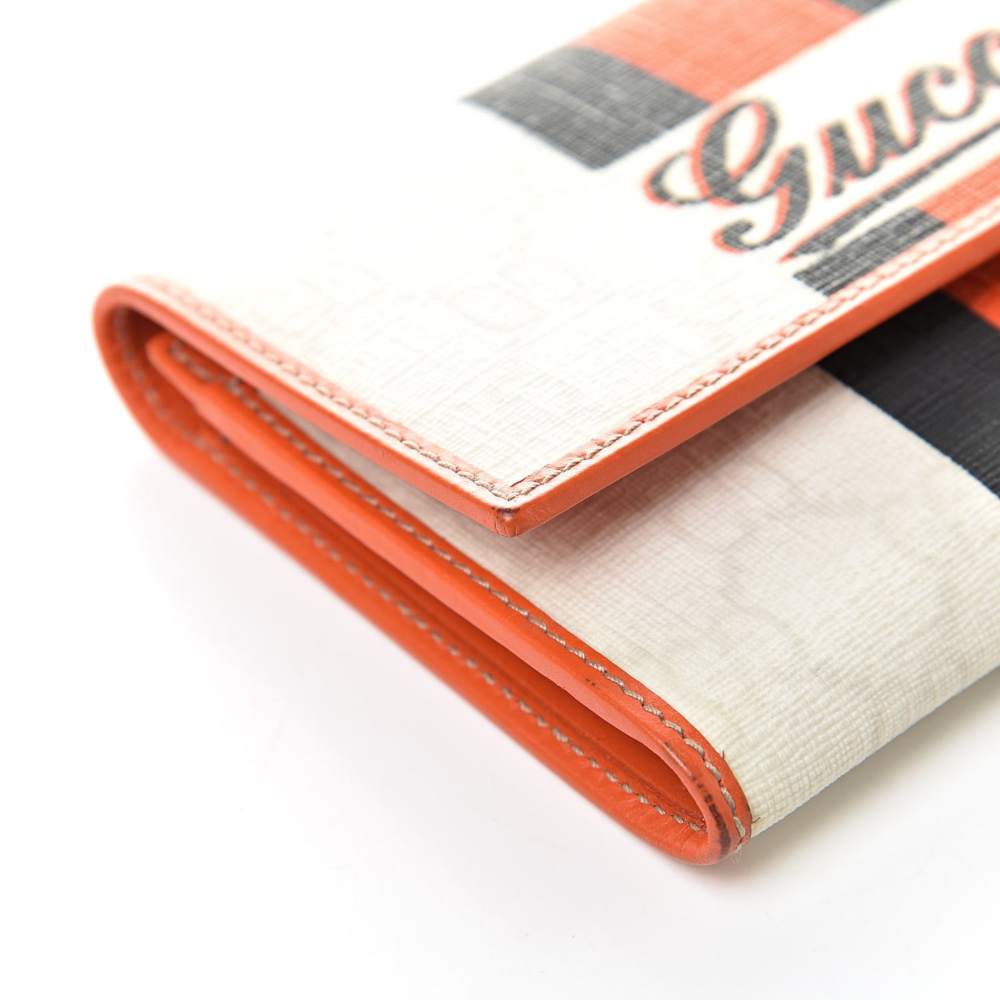 GG Plus Monogram Web Stripe Joy Card Case Wallet Orange White