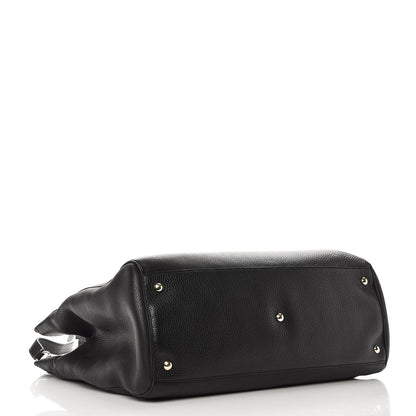 Gucci Calfskin Large Bamboo Shopper Tote Black 5 of 9