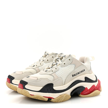 Balenciaga Fabric Mesh Womens Triple S Sneakers 35 Grey Red White 4 of 9