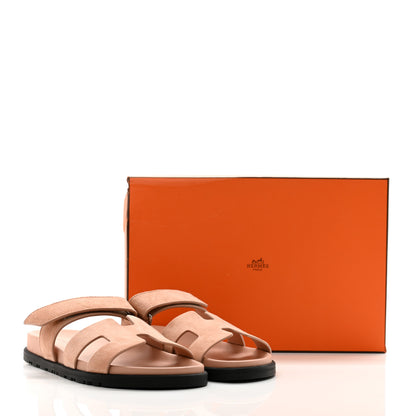 Hermes Suede Goatskin Womens Chypre Sandals 37 Nude 8 of 8