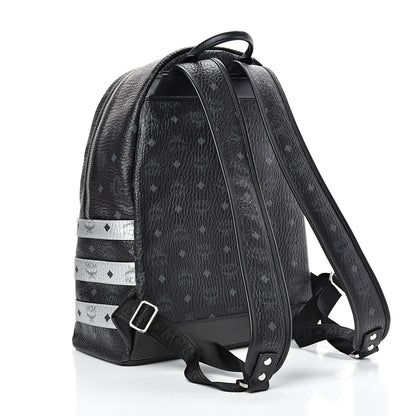 MCM Metallic Visetos Striped Medium Stark Backpack Silver Black 2 of 9
