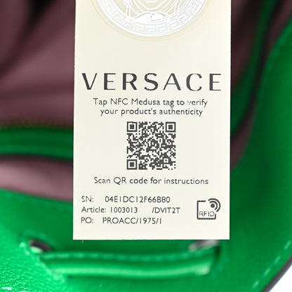 Versace Grained Calfskin La Medusa Bucket Bag Green 7 of 10